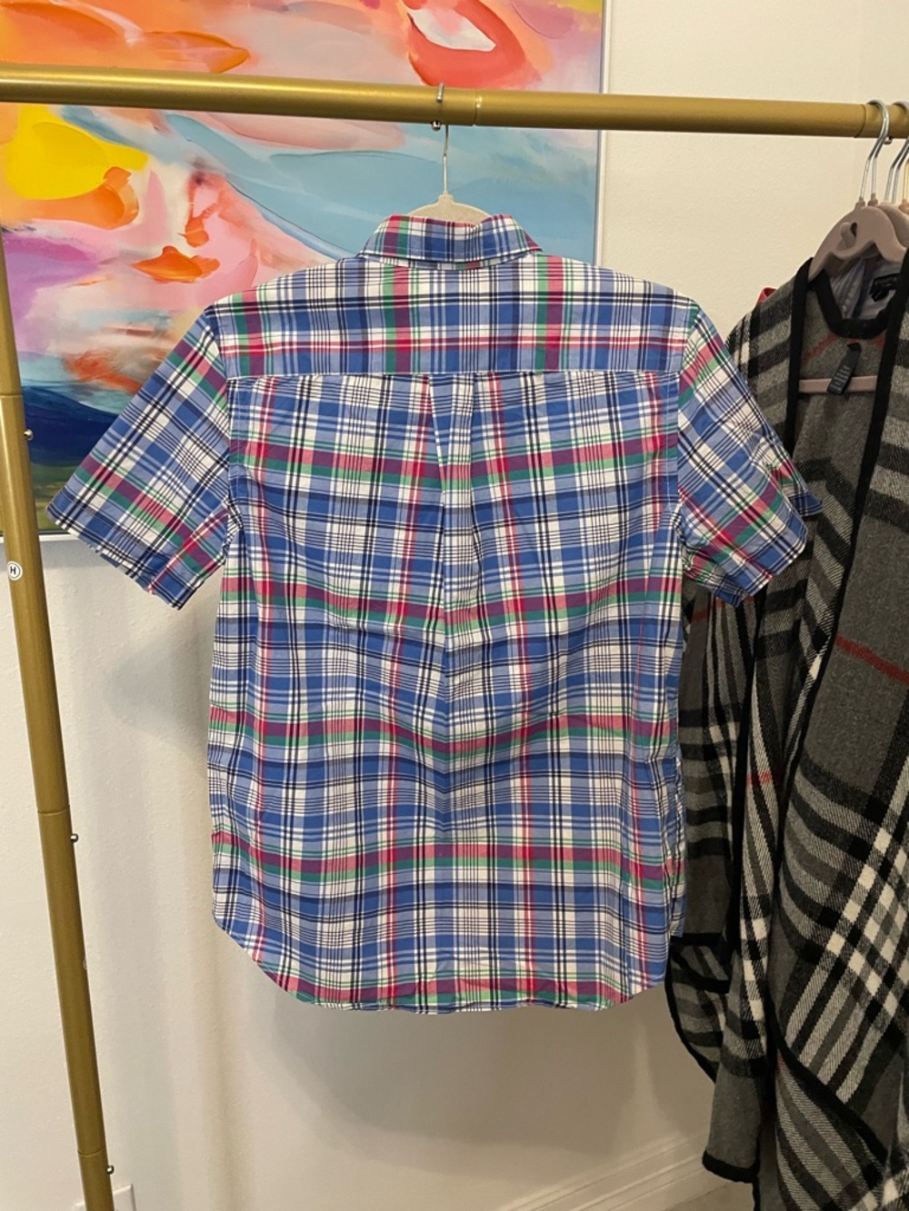Ralph Lauren Short-Sleeve Plaid Button-Down Shirt - Blue, Green, Red Boys Size L - Picture 3 of 8